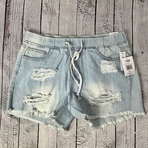 YMI High Rise Dream Fit Distressed Jean Shorts